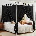 AIKASY Black Canopy Bed Curtains wi