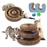 bonitacrylic Cat Toys Magic Accordion Scratching Board, Interactive Organ Toy with Two Balls, Enrichment Scratcher Mat for Kitten Bed Made of Cardboard