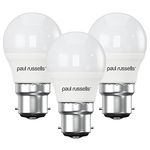 paul russells Bayonet Cap Light Fitting B22, 60W Equivalent, Warm White 2700K Lamps, 6.5Watt 806LM LED Bulb, Round Mini Globe BC G45 Golf Energy Saving Chandelier Lightbulbs, Non-Dimmable, Pack of 3