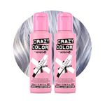 Crazy Color Metallic Silver Semi-Permanent Duo Hair Dye. Highly Pigmented Blonde Toner Conditioning & Oil Nourishing Vegan Formula | No Bleach or Ammonia | 200ml
