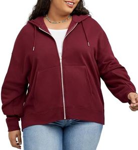 Hanes Womens Originals Full-Zip Hoodie, Midweight Fleece Sweatshirt, Zip Hoodie for Women, Plus Size Available, Mulled Berry, 4X-Large