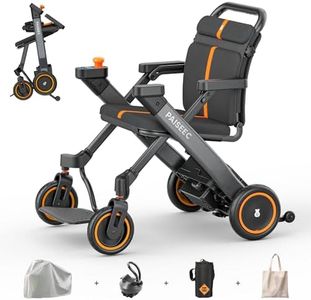 PAISEEC 2-in-1 Foldable Electric Wheelchair for Adults, Easy Control and Folding, Lightweight Electric Wheelchair Walker Combo, Airline-Approved, 18-Mile Range, Grey, Right-Handed