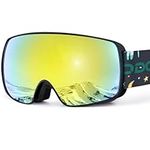Odoland Kids Ski Goggles, Snowboard Goggles for Youth Skiing Age 8-16, Snow Goggles S2 Double Lens Anti-Fog UV400 Protection, Revo Golden VLT 12%