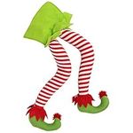 BELLE VOUS Elf Legs Christmas Tree Decorations - 50cm Striped Stuffed Elf Legs for Xmas Tree - Elf Leg Tree Topper or Hanging Decoration - Santa Elf Legs for Chimney