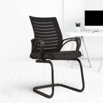 CELLBELL Desire C104 Mesh Mid-Back Ergonomic Office Visitor Chair/Study Chair Computer Chair for Work from Home Metal Base [Black]