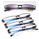 LUFF 4PCS Anti-blue Light Reading Glasses Men Sun Readers UV400 Spring Hinges