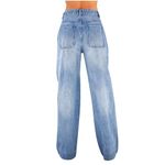 Jeans for Women UK Casual Loose Baggy Jeans Outdoor Y2K Streetwear Denim Pants Office Work Womens Jeans with Pockets Button Utility Safety Wide Leg Trousers