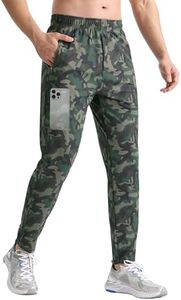EZRUN Men's Joggers Stretch Athletic Workout Golf Pants Quick Dry Work Sweatpants Running Gym Hiking Track Pants Green Camouflage