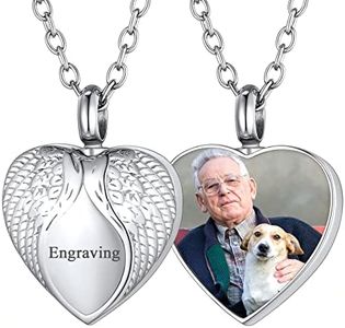FaithHeart Cremation Jewelry for Ashes Urn Necklaces Angel Wings Pendant for Pet or Human Ash Free Engraving Photo Custom