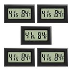 Rojuna 5-pack Mini Thermometer Hygrometer, Large Number Fahrenheit LCD Display Digital Temperature Humidity Meters Gauge Indoor for Humidors, Greenhouse, Garden, Cellar, Fridge