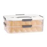 OGANAZI 2PCS Egg Holder Boxes with Lids&Handles, Egg Baskets for Refrigerator for 36 Eggs, Egg Storage Container for Thanksgiving Party Home Kitchen Supplies, 31.5 * 21 * 11.5cm, White