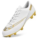 VTASQ Boys Football Boots Kids Soccer Athletics Training Shoes Cleats Shoes Teenager Outdoor Football Shoes Girls Breathable Sneakers Unisex White Size 3