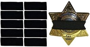 Hero's Pride 10-PACK Thin Blue Line Stripe Black Police Officer Badge Shield Funeral Honor (Black, 1/2 inch)