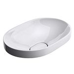 Durovin Bathrooms Semi Recessed Ceramic Basin - Self Rimming Inset Sink - Oval Without Overflow Slot - Concealed Waste - 600 x 400mm (WXD)