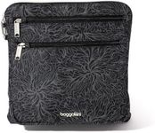 Baggallini Securtex Anti-Theft Large Crossbody, Midnight Blossom Print