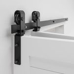 BONIKLUBA 40" Bi-Folding Sliding Barn Door Hardware Track Kit,Smoothly&Quietly,Side Mounted Black Roller,Easy Install,Door Not Included [Fit Double 18" Bifold Doors]