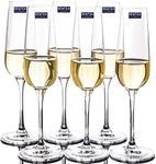 BENTEX Luxury GLASSWARES Glass Champagne Flute Glass, Wine Glass, Set of 6 Pieces, Clear, 200 ml, Long Stem Lead Free Champagne Glasses