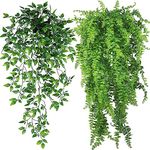 NANQWIN Artificial Hanging Plants for Decorations, Green Home Decoration, Artificial Vine Leaves for Indoor and Outdoor (2 PACK B)