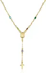 Barzel 18K Gold Plated Multicolor Virgin Mary Necklace - Made In Brazil (18 Inches)