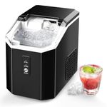 Nugget Ice Maker,Ice Maker Countertop,Self Cleaning Ice Machine 9 Chewable Pebble Cubes 6 Minutes Portable Machine Glace Black with Ice Bag, Ice Spoon, Ice Basket