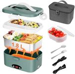 Electric Lunch Box with Temperature Control Function, 100w Heated Lunch Box 1.8L Portable Food Warmer for Adults, 12/24/110v Heating Lunch Box for Car/Truck/Office with Fork Spoon Thickened Bag