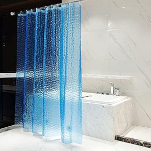 Waterproof Shower Curtain Liner EVA Thick Shower Curtain with Heavy Duty 3 Bottom Magnets, Shower Liner for Shower Stall, Bathtubs, 3D Pebble Pattern, 72 x 72,12 Hooks