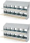 Brower Galvanized Steel 10 Hole and 50 Bird Capacity Outdoor Poultry Nest Chicken Brooding Box with Hinged Folding Perches, Silver, 2 Pack