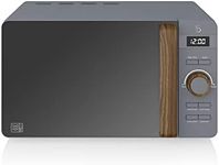 Swan 20L Nordic Digital LED Microwave, 6 Power Levels, Wood Effect Handle, Soft Touch Housing and Matte Finish, 800W, Slate Grey, SM22036LGRYN