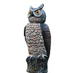 Oriental riverkit Fake Owl Decoy - Decoy Bird Scarer, Lifelike & Weather-Proof Bird of Prey Pest Repellant, for Garden Yard Patio Outdoor 19 * 19 * 45cm (Reddish black)