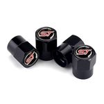 4pcs Auto Tire Air Valve Caps- Car Wheel Tyre Dust Stems Cover with Logo Emblem Waterproof Dust-Proof Universal fit for All Cars (black, fit s-t)