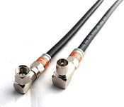 Black RG6 Quad Shield Coax Cable F Male Right Angle to Pal Male Right Angle Flylead TV Antenna 0.5m-50m Lengths (1.0m)