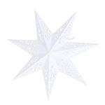 45cm Paper Star Lamp Shade, White Hollow Out 7- Point Glitter Paper Lantern Star Decoration Christmas Star Lights Hanging Stars Ornament for Weddings Christmas Home Decor (A)