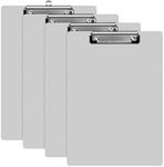 Epakh 4 Pieces Clipboard Bulks Metal Clipboard Aluminum Office Clipboard Low Profile Clip Standard A4 Letter Size Metal Clip Board, Size 12.5 x 9 Inch