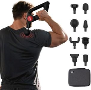 HEYCHY Massage Gun Deep Tissue with Heat, 90°Adjustable Percussion Massager with 12mm Amplitude, Type-C Charging, Carry Case, 4 Speed Modes for Athletes Workout Pain Relief, New Year Gifts (Black)