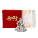 INTERNATIONAL GIFT Silver Pagdi Ganesh God Idol | Happy Anniversary Printed Box | Carry Bag