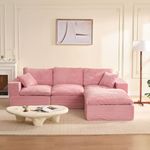 EJC 106.3” Sectional Couches for Living Room, Set of Cloud Couch, Modular Sectional Sofa, Convertible Sofas Bed, Deep Seat Sofa, L Shaped Cozy Sofa Furniture Set, Corduroy, Pink