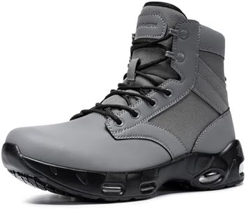 LARNMERN Non Slip Mens Boots Slip Resistant Shoes Air Cushion Side Zipper Casual Comfort Botas Militares Hombre Zapatos de Trabajo Black, Grey Black, 12