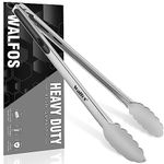 Walfos Locking BBQ Tongs - 43cm Extra Long BBQ Tongs, Heavy Duty Grill Tongs with Stainless Steel and Non-Slip Heat Resistant(480°F) Handle - Great for Cooking, Turning, Grilling and Barbecue