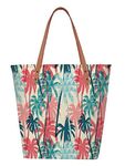 Lychee bags Women Printed Canvas Tote Bag (PINK&BLUE)