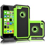 iPhone 5C Case, Tekcoo(TM) [Tmajor Series] [Green/Black] Shock Absorbing Hybrid Impact Defender Rugged Slim Case Cover Shell for Apple iPhone 5C Hard Plastic Outer + Rubber Silicone Inner