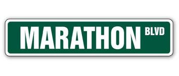 Marathon Street Sign Run Running Olympic Game Jog | Indoor/Outdoor | 18" Wide Plastic Sign