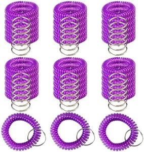 Pack of 36 Colorful Spring Spiral Wrist Coil Key Chain, Wristband Key Ring (Purple)