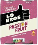 Lo Bros Organic Kombucha Passionfruit Drink 250ml x 4 Pack Cans