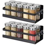 2 Pack Magnetic Spice Rack Seasoning Organizers Refrigerator Shelf Fridge Side Wall Mount Storage Rack Metal Jar Holder Utensils Towel Shelves Home Kitchen Organization Spice Stand Cabinet - Black