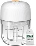 MAMICOOKER Electric Garlic Chopper, Portable Veggie 350ML Grinder Masher Onion Blender to Vegetable, Cordless Food Processor for Ginger, Chili, Fruit, Meat, Spices, Beans, etc White SL-BM350