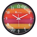 Amazon Brand - Solimo 12-Inch Plastic & Glass Analog Wall Clock - Different Strokes (Step Movement, Black Frame)