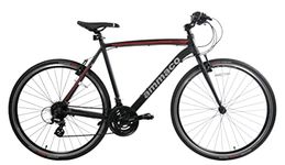 Ammaco Pathway X2 700c Road Hybrid Trekking Mens Sports Commuter Urban Bike 21" Frame Lightweight Alloy Black Red 24 Speed