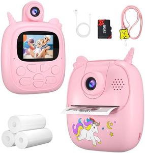 Instant Print Camera for Kids with Unicorn Case, Kids Camera Print Photo, Best Unicorn Toys for 3 4 5 6 7 8 9 10 11 12 Year Old Girls Christmas Birthday Gifts,1080P Video Camera with 32GB Card