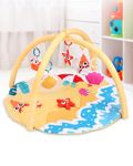 Bonfino Beach Playgym for Babies|Fitness Mat with Hanging Rattle, Soft Toys & Teether| Soft Play Mat for Infants|Crawling Mat for 0-24 Months baby | Multi-Function Gift for Baby Boy,Girls - Multicolor