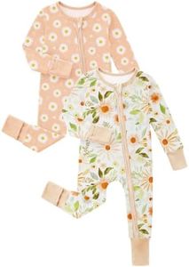 Yoofoss Rayon Made From Bamboo Baby Pajamas 2pcs Newborn Sleepers For Boy Girl Clothes, 18 Months Footed Pajamas Zipper Baby Pjs with Mitten